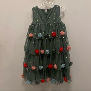 Mini Boden Christmas Tree Dress 7-8 Y